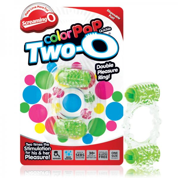 Color Pop Two O Quickie Green Vibrating Ring Sex Toy Product