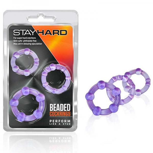 Beaded Cock Rings Purple Pack Of 3 Sex Toy Product