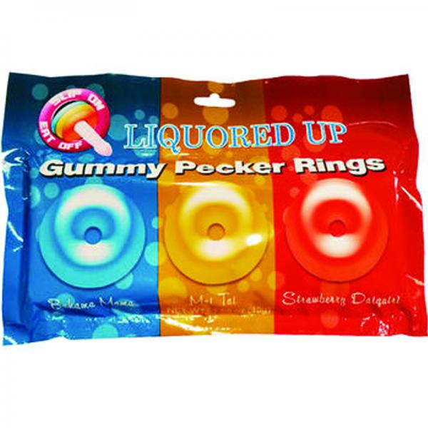 Liquored Up Pecker Gummy Rings 3 Pack Sex Toy Product