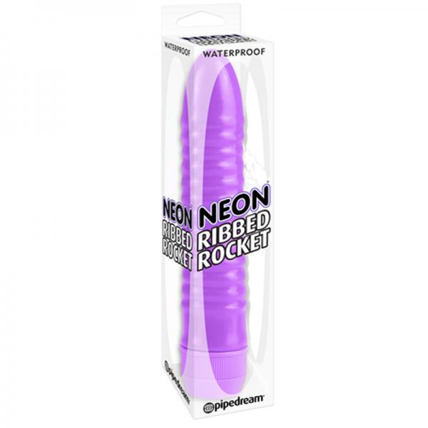 Neon Ribbed Rocket Purple Vibrator Sex Toy Product