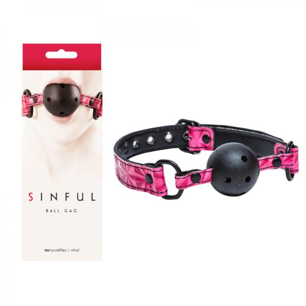 Sinful Adjustable Vinyl Ball Gag - Pink	 Sex Toy Product