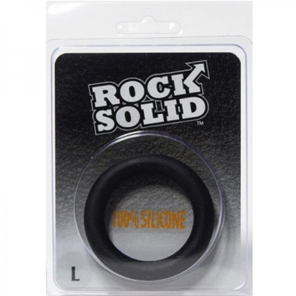 Rock Solid Silicone Black C Ring, Large (2in) In A Clamshell Sex Toy Product