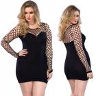 Seamless Mini Dress Diamond Net Bodice Sleeves Plus Size Black Sex Toy Product