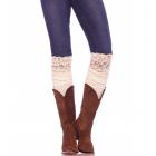 Ribbed Knit Over Knee Dot Slouch Socks Lace Top O/S Ivory Sex Toy Product