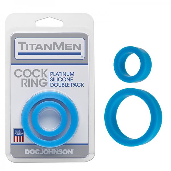 Titanmen Cock Ring Platinum Silicone Double Pack Blue Sex Toy Product