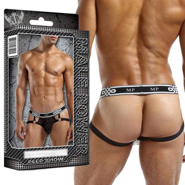 Peep Show Jock Strap Ring Small/Medium Black Sex Toy Product
