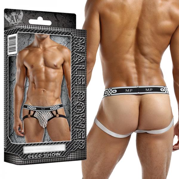 Peep Show Jock Strap Ring White L/XL Sex Toy Product