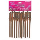 Peni-Colada Stiffy Straws Chocolate  12 Pack Sex Toy Product