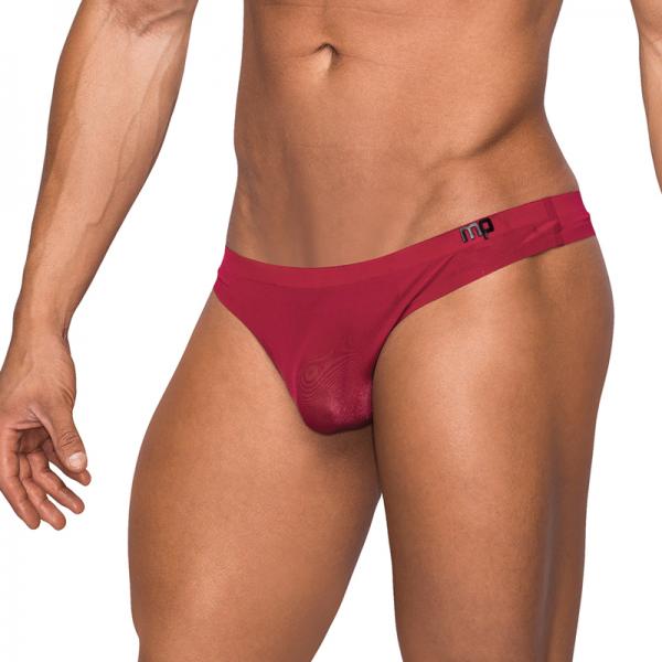 Male Power Seamless Sleek Sleek Thong W/sheer Pouch Wine Lx Sex Toy Product