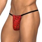 Male Power Stretch Lace Posing Strap Red One Size Sex Toy Product