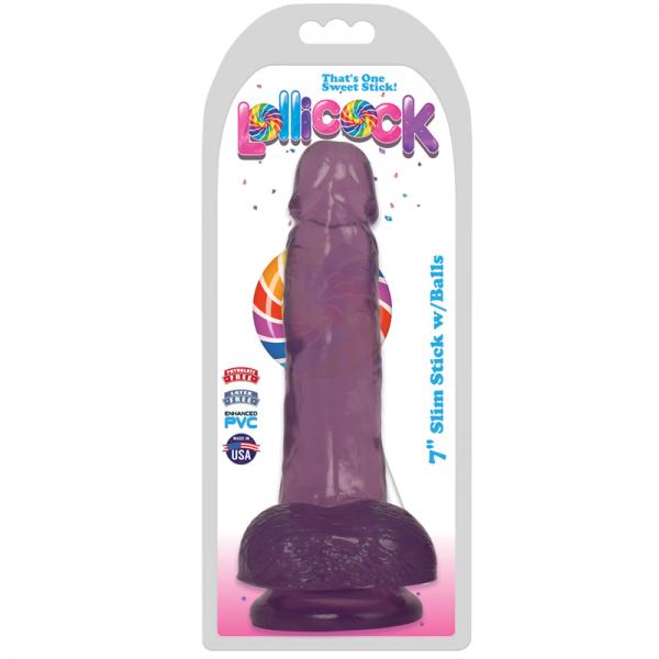 Lollicock Slim Stick W/balls 7in Grape Ice Sex Toy Product