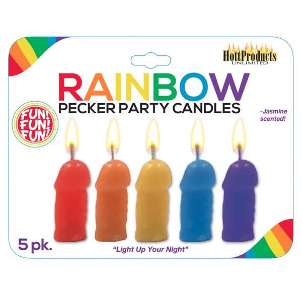 Rainbow Pecker Party Candles 5 Pack Assorted Colors Sex Toy Product