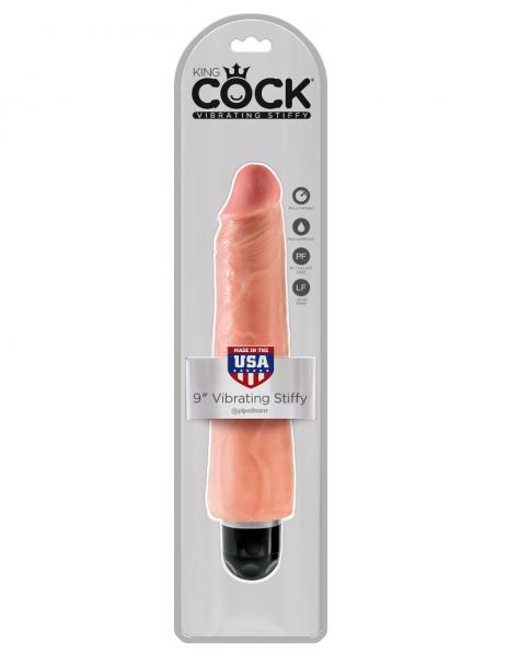 King Cock 9 inches Realistic Vibrating Stiffy Beige Sex Toy Product