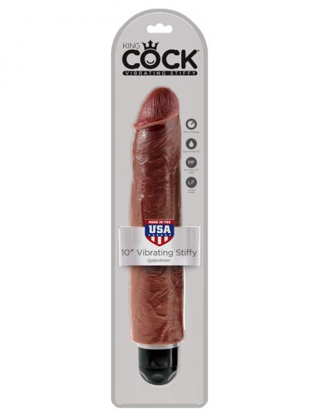 King Cock 10 inches Vibrating Stiffy Brown Sex Toy Product