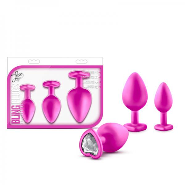 Bling Plug Training Kit Pink With White Gem Sex Toy Product