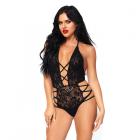 Strappy Cut Out Halter Lace Teddy O/s Black Sex Toy Product