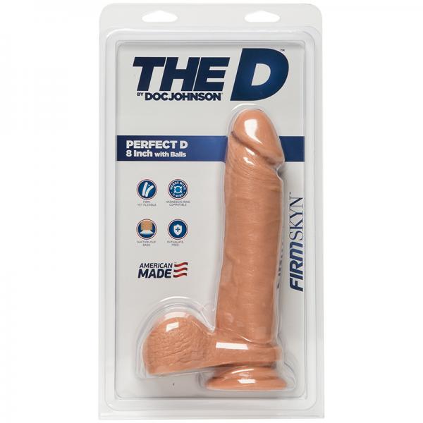 The D The Perfect D 8 inches Dildo with Balls Beige Sex Toy Product