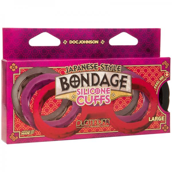 Japanese Bondage Silicone Cuffs Large Black Sex Toy Product