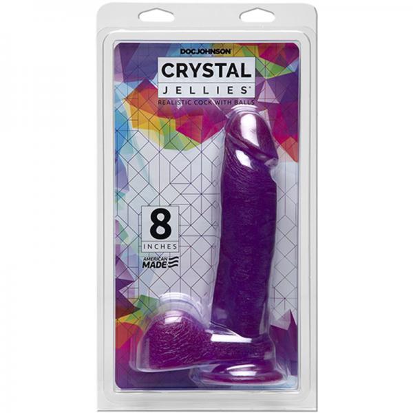 Crystal Jellies 8 inches Realistic Cock With Balls Purple Sex Toy Product
