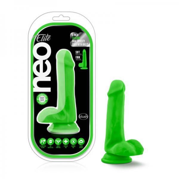 Neo Elite 6 inches Silicone Dual Density Cock, Balls Green Sex Toy Product