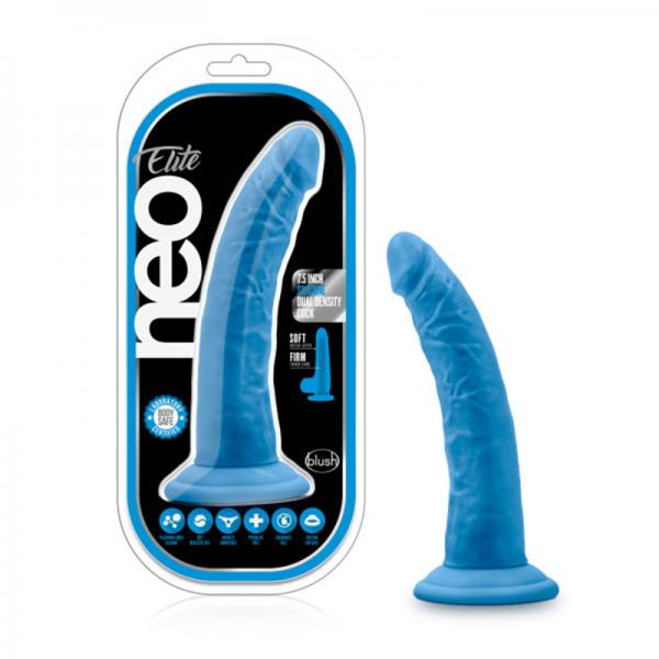 Neo Elite - 7.5in Silicone Dual Density Cock - Neon Blue Sex Toy Product