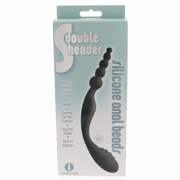 S Double Header Double Ended Silicone Anal Beads Black Sex Toy Product