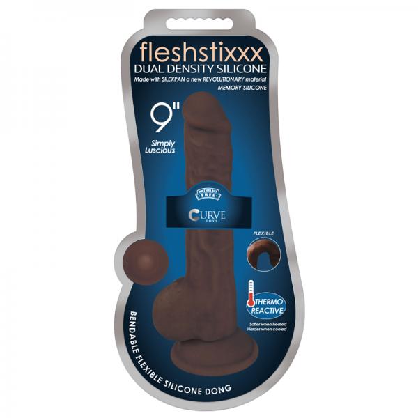 Fleshstixxx 9in Silicone Dildo With Balls Chocolate Sex Toy Product