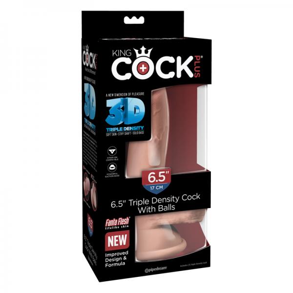 King Cock Triple Density 6.5 inches Dildo with Balls Beige Sex Toy Product