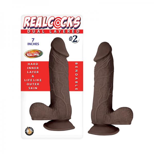Realcocks Dual Layered #2 7in Dark Brown Sex Toy Product