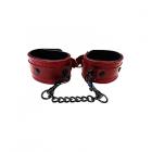 Leather Wrist Cuffs Burgunday & Black Accessories Sex Toy Product
