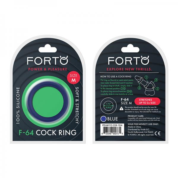 Forto F-64: 45mm 100% Silicone Ring Wide Med Blue Sex Toy Product