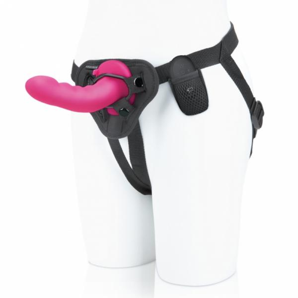 Pegasus 6" Wireless Remote Control Curved Ripple Peg With Harness Pink Sex Toy Product