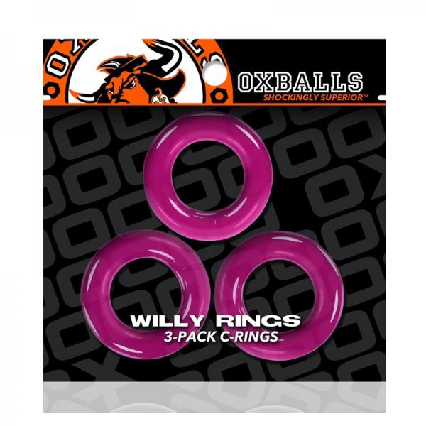 Oxballs Willy Rings 3-pack Cockrings O/s Hot Pink Sex Toy Product