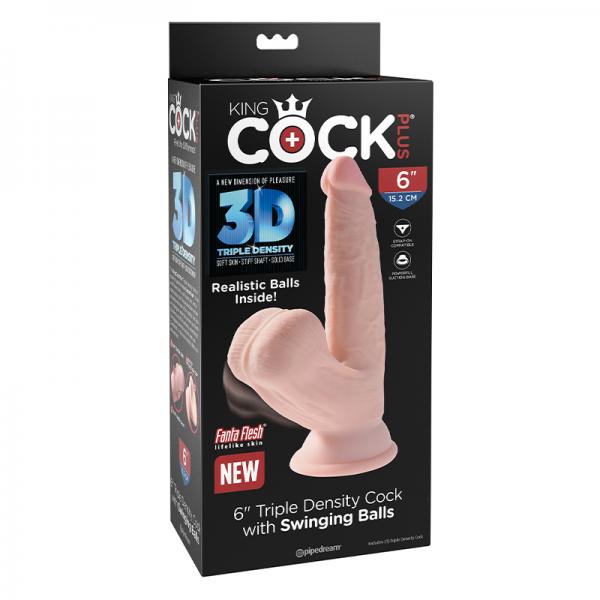 King Cock Triple Density Cock 6 In With Swinging Balls Sex Toy Product