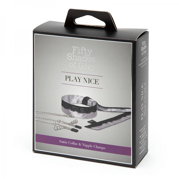 Fifty Shades Of Grey Play Nice Satin & Lace Collar & Nipple Clamps Sex Toy Product
