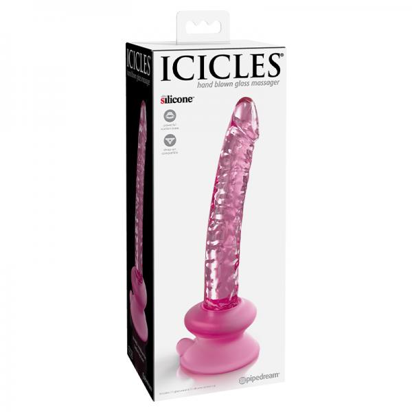 Icicles No. 86 - Glass Suction Cup Dildo - Pink Sex Toy Product
