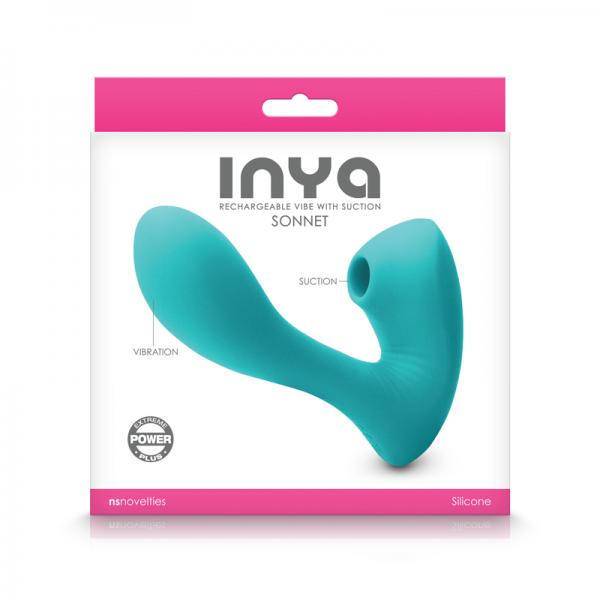 Inya Sonnet Suction Dual Stimulator Rechargeable Teal Sex Toy Product
