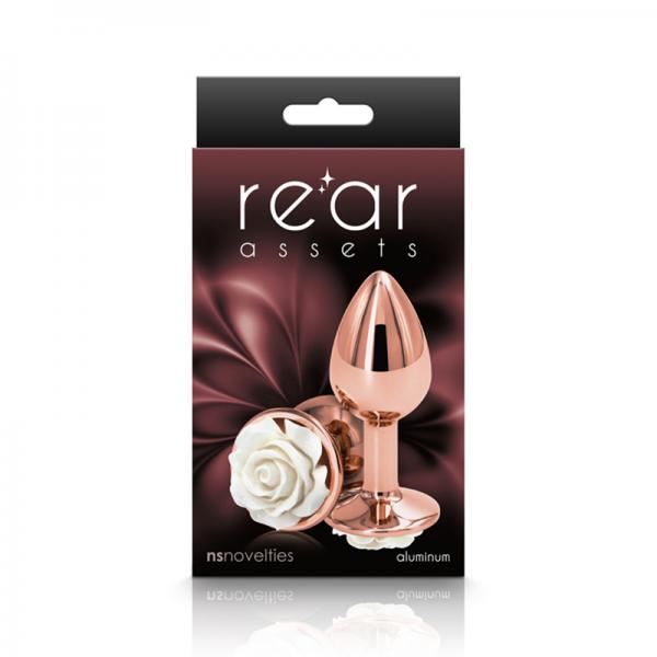 Rear Assets Rose Anal Plug - Small - White Sex Toy Product