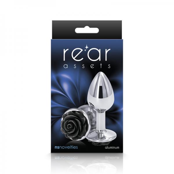 Rear Assets Rose Anal Plug - Small - Black Sex Toy Product
