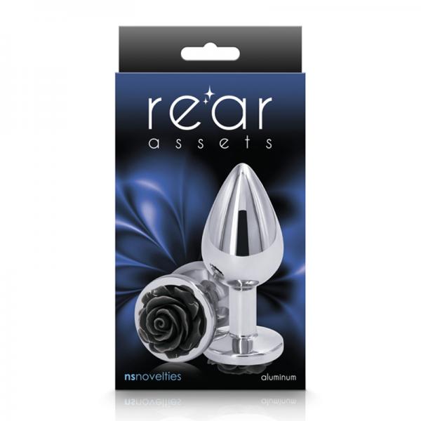 Rear Assets Rose Anal Plug - Medium - Black Sex Toy Product