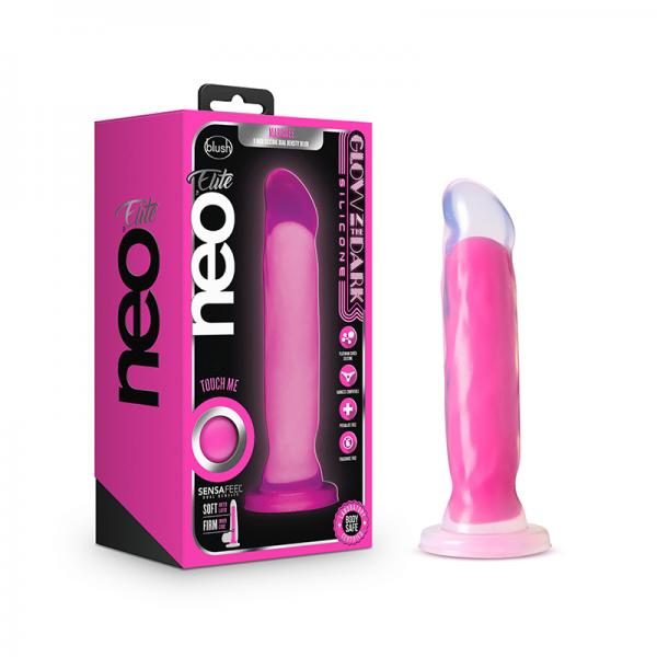 Neo Elite - Glow-in-the-dark Marquee - 8-inch Silicone Dual-density Dildo - Neon Pink Sex Toy Product