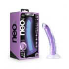 Neo Elite - Glow-in-the-dark Light - 7-inch Silicone Dual-density Dildo - Neon Purple Sex Toy Product