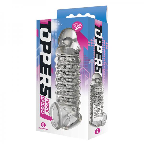 The 9's Toppers Open-ended, Ribbed, And Nubbed Penis Extender - Clear Sex Toy Product