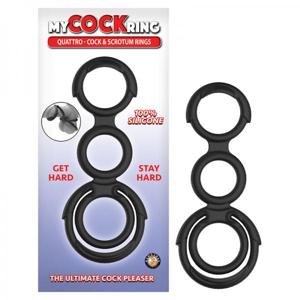 My Cockring Quattro Cock & Scrotum Rings Black Sex Toy Product