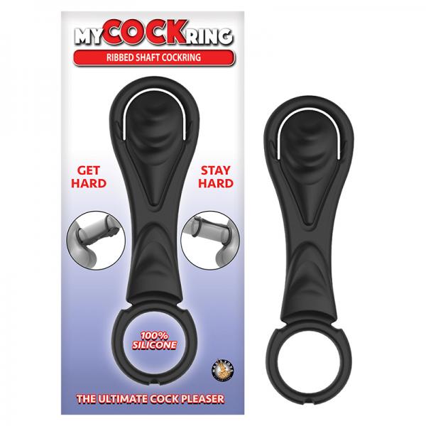 My Cockring Ribbed Shaft Cockring Black Sex Toy Product