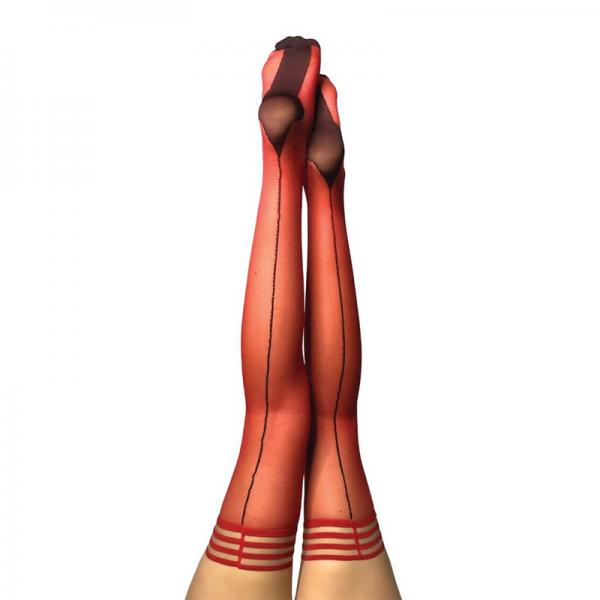 Kixies Monica Red Sheer With Black Seam And Cuban Heel - Size C Sex Toy Product