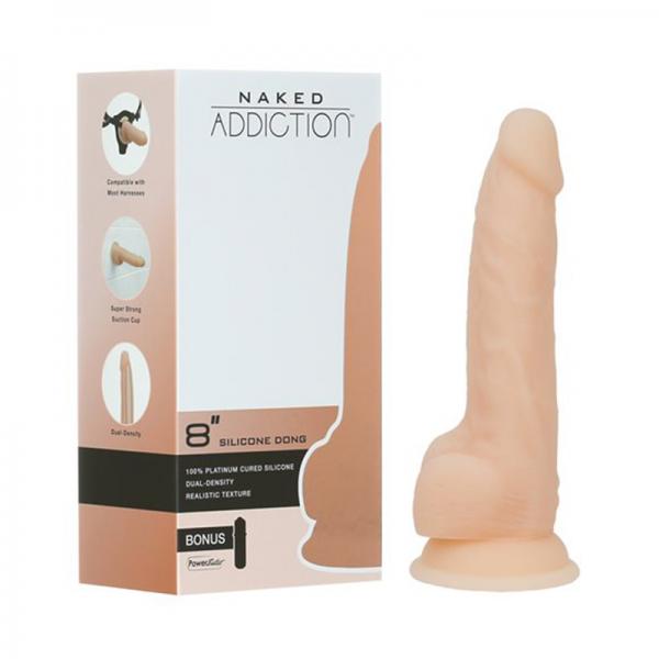Naked Addiction Dual-density Silicone Dildo 8" Vaniila Sex Toy Product