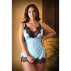 Curve Elise Lace Trimmed Chemise With Matching G-string 3x/4x Powder Blue Sex Toy Product