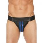 Premium Leather Zipper Front Jock S/m Black/blue Sex Toy Product
