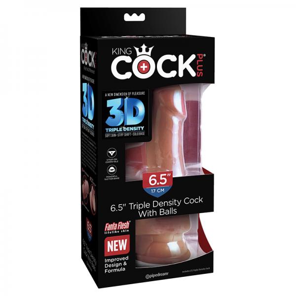 King Cock Plus 6.5 In. Triple Density Cock With Balls Tan Sex Toy Product